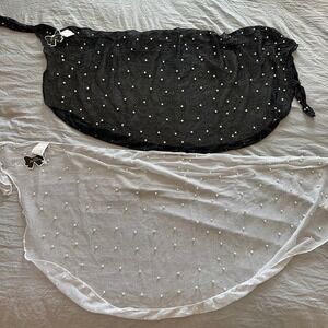 Beamuse 2pk Pearl Mesh Sarong Wrap Skirts Black white Shimmer Swim Cover Up NEW